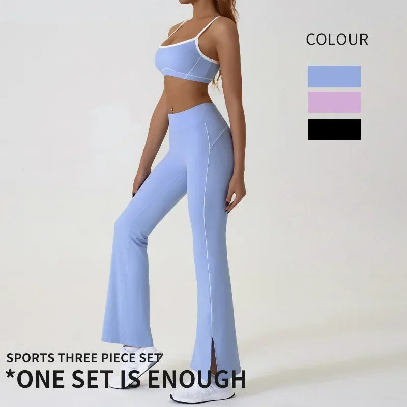 Womens Sports Outifits Flared Pants and Bra Yoga Gym Set Women's Suit for Fitness Two Piece Sets Workout Clothes Traning Suit
