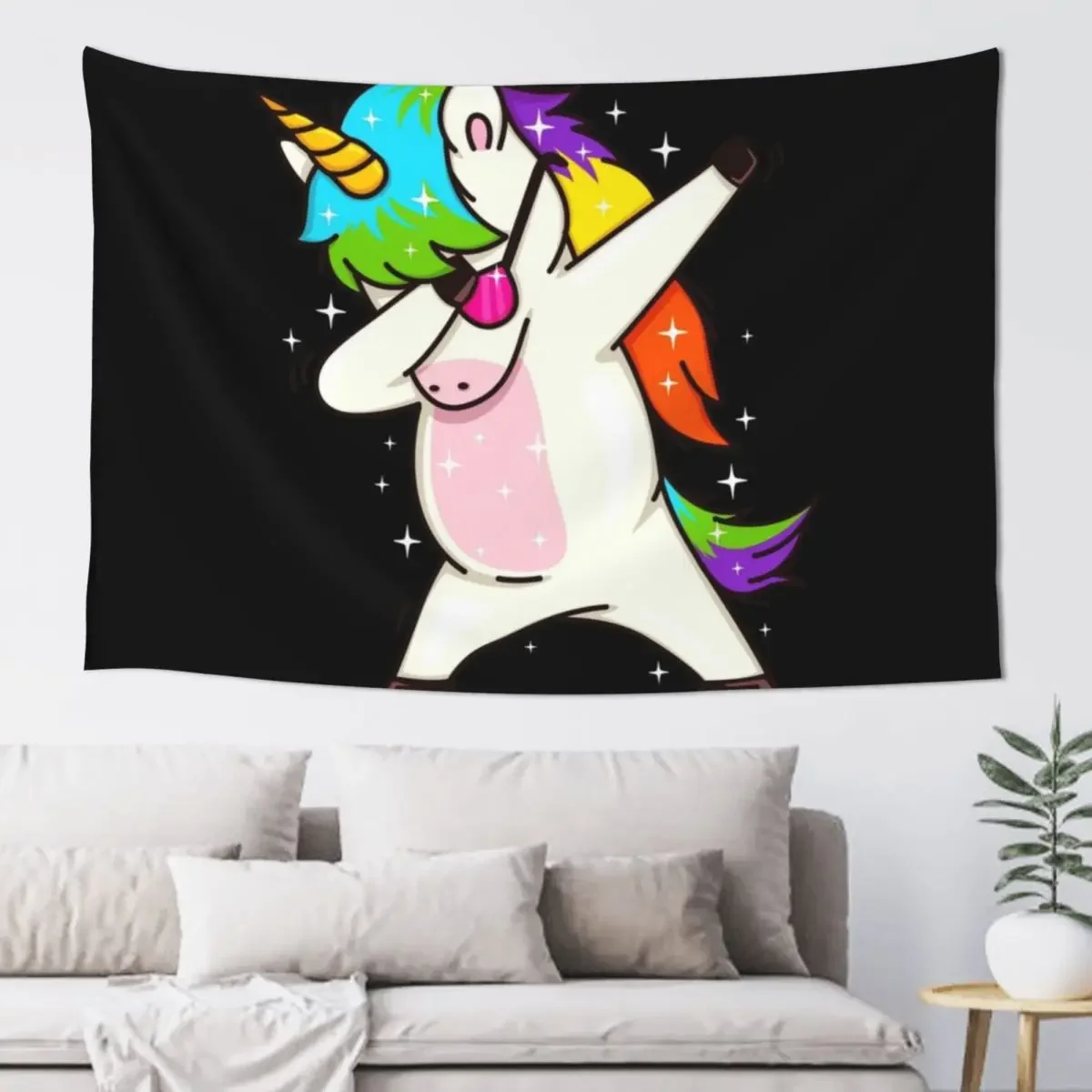 Dabbing Unicorn Dab Dance Tapestry For Bedroom Aesthetics For Room Custom Tapestry