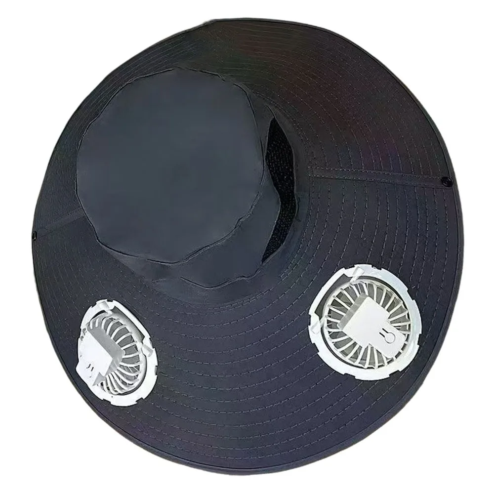 

Creative Wide Brim Fan Fisherman Hat Breathable Anti UV Sun Hat Quick-dry with 2 Fan Fishing Cap Summer