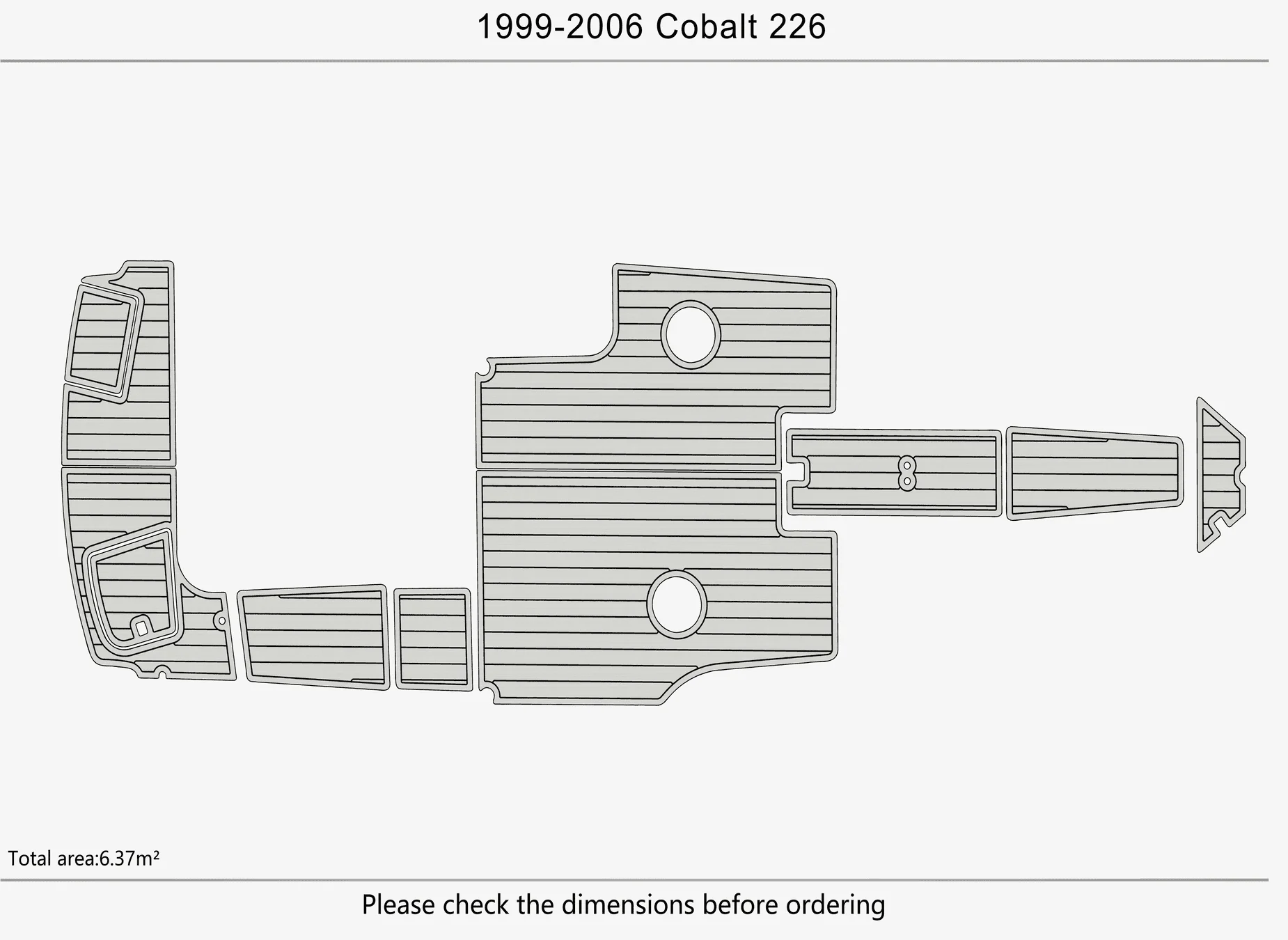 1999-2006 코발트 226 1/4인치 6mm EVA 폼 논슬립 PVC 티크 데킹 마린 매트 시데크 게이터스텝 카펫 마린 플로어