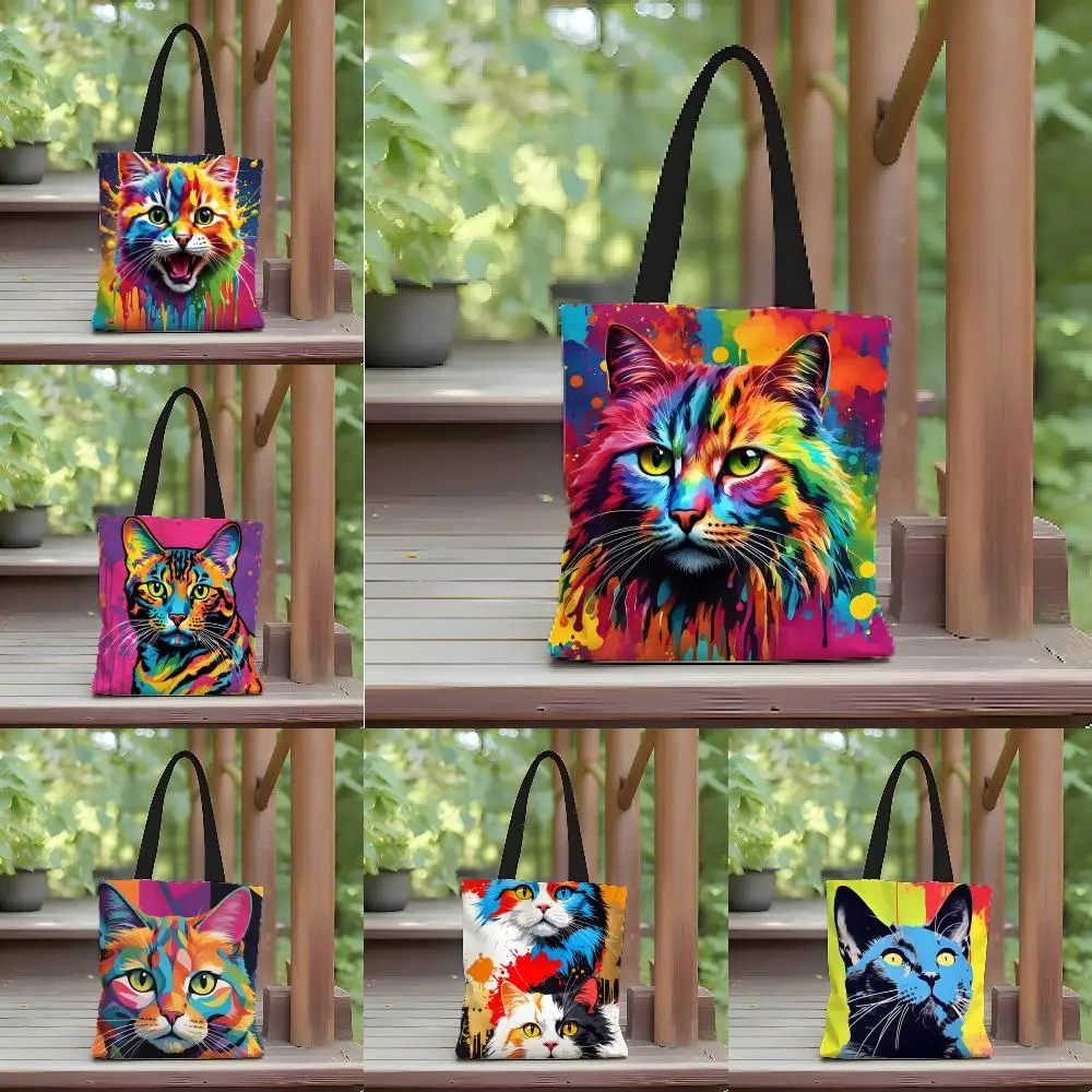 Storage Bags Canvas Shoulder Bag for Boys Girls Anime Crossbody Bags Students Handbag Painted Personalized Animal Art