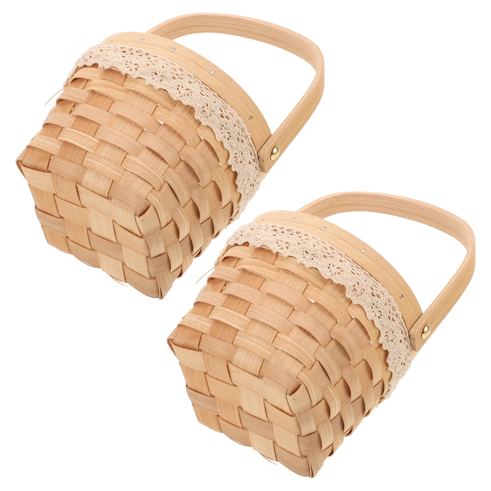 

2 Pcs Portable Flower Basket Weaving with Handles Decorative Woven Weave Planting Universal