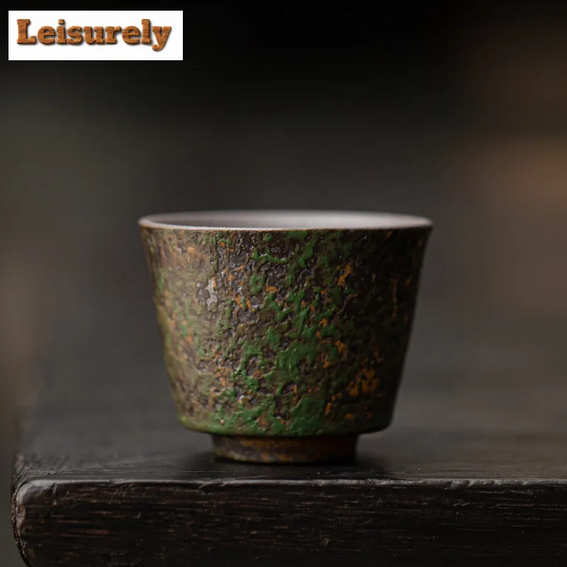 

2pc/set Old Rock Clay Fairy Green Horse Hoof Teacup Tea Bowl Cup For Tea Tea-tasting Smelling Cup Jianzhan Master Cup Cafes 45ml