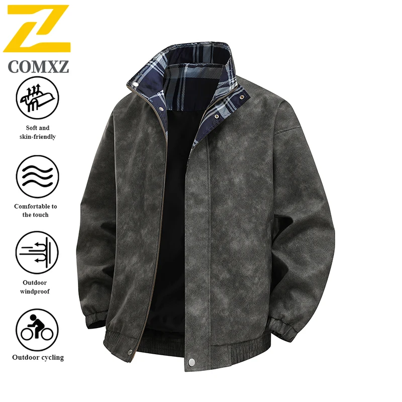 

2025 New American Style Work Jacket 2025 Vintage Washed Lapel Leather Jacket Loose Versatile Motorcycle Waterproof Windbreaker