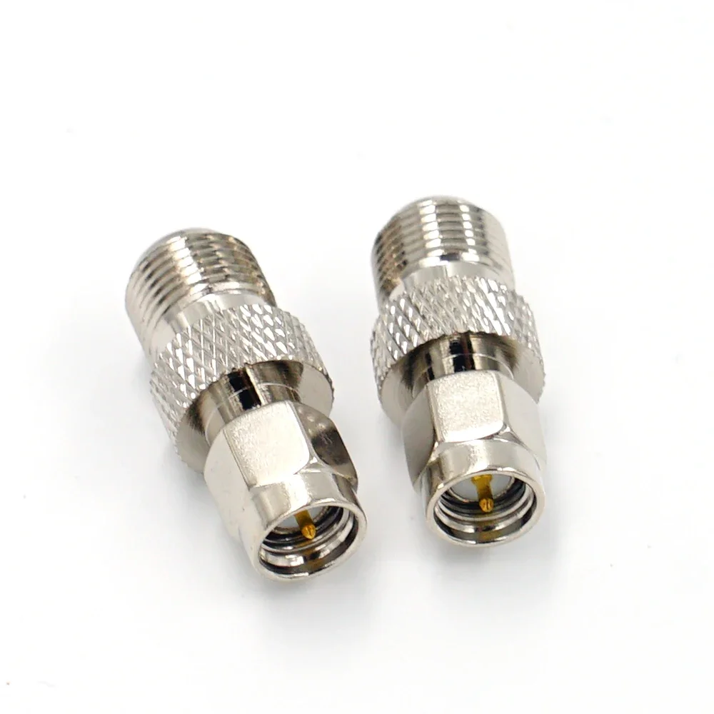 10pcs SMA Male to F Female RF Coaxial Adapter F Type Jack to SMA Plug Convertor RF Coax Straight Connector silvery