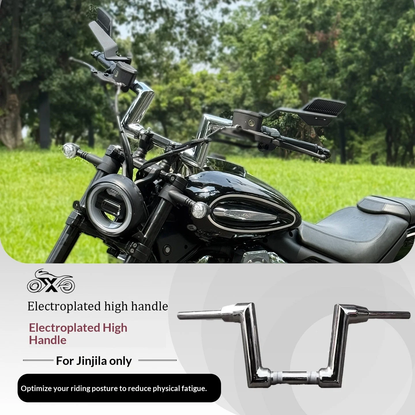 【Premium】For Chinchilla 350 modified thickened 51-tube Harley steering handlebar, raised handlebar, dedicated right-angle rear-s