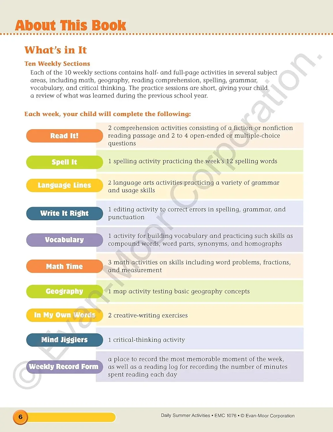 Evan-Moor Daily Summer Activities, Grade 5-6 Workbook,aged 9 10 11 12, English book 9781629384887