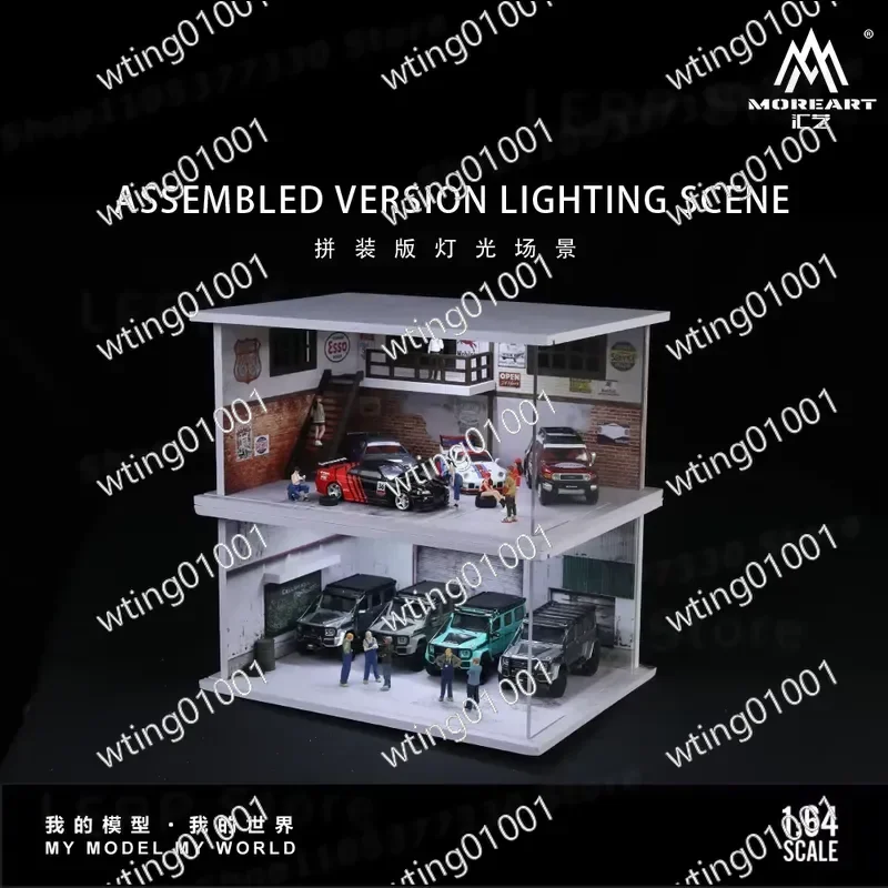 for X-T 1:64 Scale Garage Workshop Light Scene Parking Area Miniature Model Decor Showcase Collectible Present