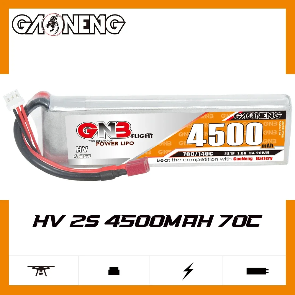 

GAONENG GNB 4500mAh HV 2S 70C 140C 7.6V DEANS LiPo Battery Touring Toys Drift Toys Racing Evader Toys Boat