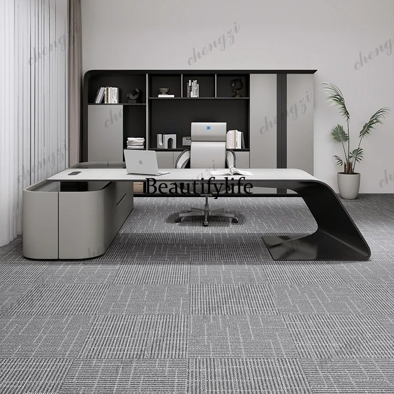 Boss President's Desk Light Luxury Modern Villa Large Class Desk Office Single Leader Office Desk and Chair
