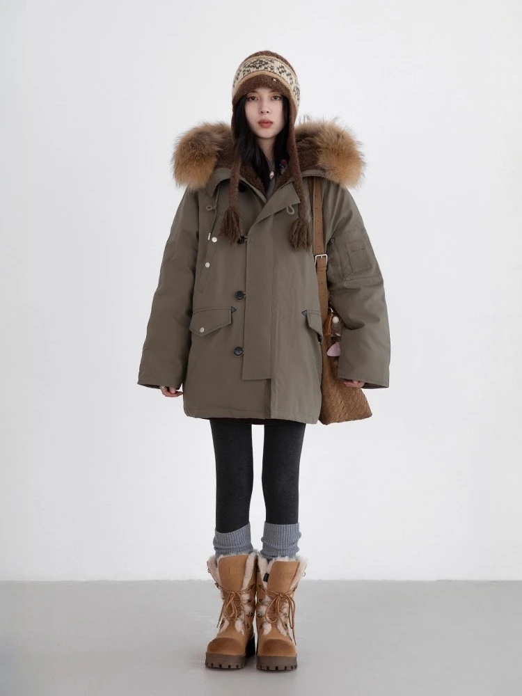 CHIC VEN Neue Koreanische Frauen Unten Mäntel Solide Lose Beiläufige Mit Kapuze Unten Jacke Abnehmbarer Kragen Weibliche Parka Herbst Winter 2025