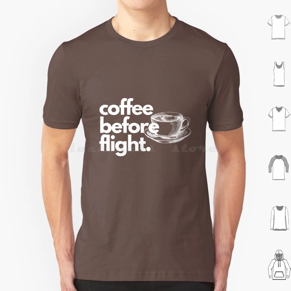 Camiseta de algodón con estampado DIY de Coffee Before Flight para hombre y mujer, aviación, piloto, pilotos, aviador, aviatrix, avión