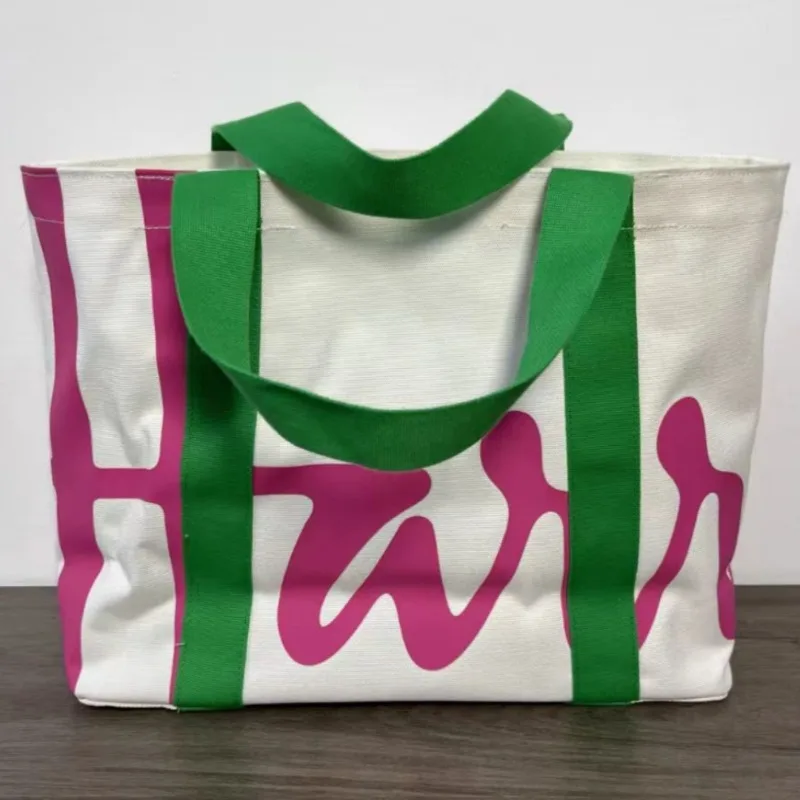 

UK Harrods Canvas Tote Bag 38*16*30cm Large Capacity Handheld One-shoulder Shopping Bag Cartoon Tutoring Bag