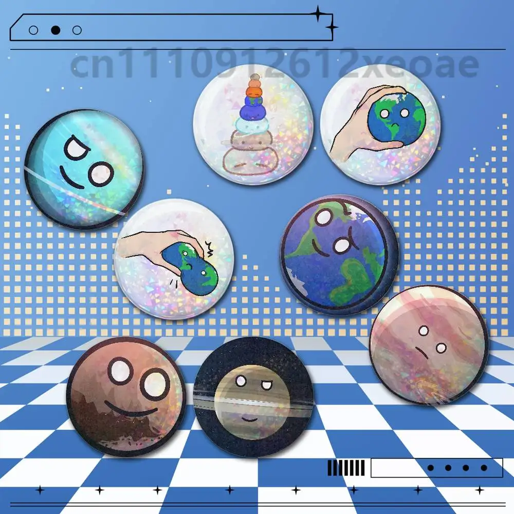 So Funny SolarBalls Round Holographic Brooch Badges 2 Pieces Set 25/32/44/58/75mm Anime Cosplay Fan Merchandise Bag Hat Backpack