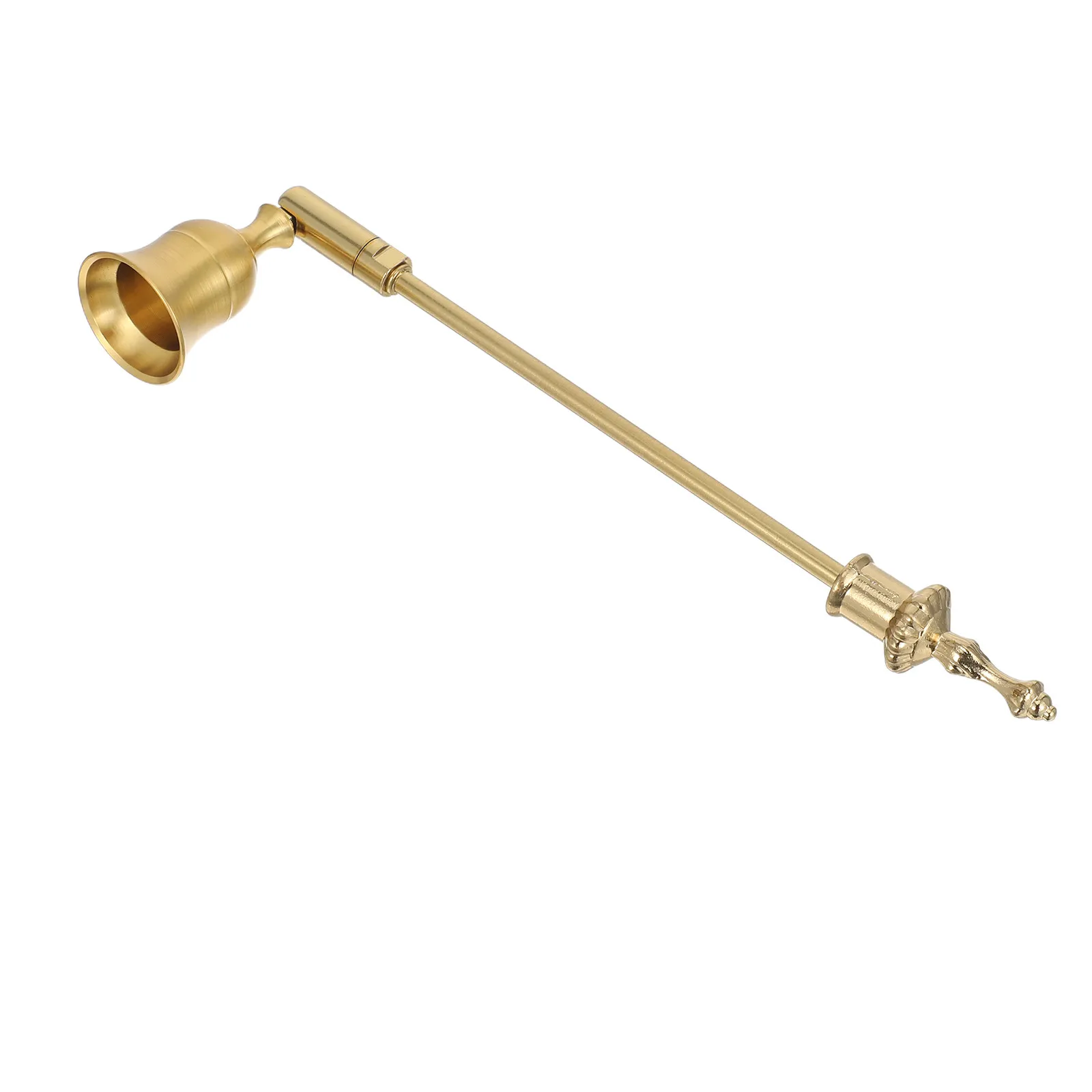 Vintage Golden Aluminum Snuffer Stick with Long Handle for Safe Smokeless Extinguishing of Jar Tea Light Candles