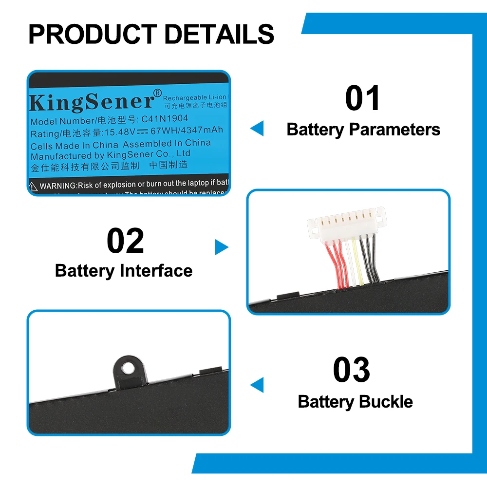 KingSener C41N1904 C41N1904-1 แบตเตอรี่แล็ปท็อปสําหรับ ASUS ZenBook 14 UX425UA UM425IA UX425EA UX425JA BX325JA UX325EA UX325JA UX363EA