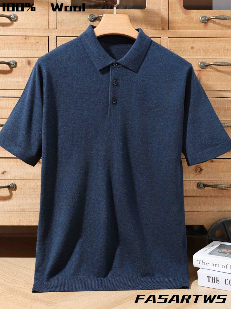 

Мужская футболка из 100% камвольной шерсти с коротким рукавом, весна-лето 2026, новая коллекция, с круглым вырезом, мягкая, дышащая, повседневная, деловая, изысканный базовый стиль