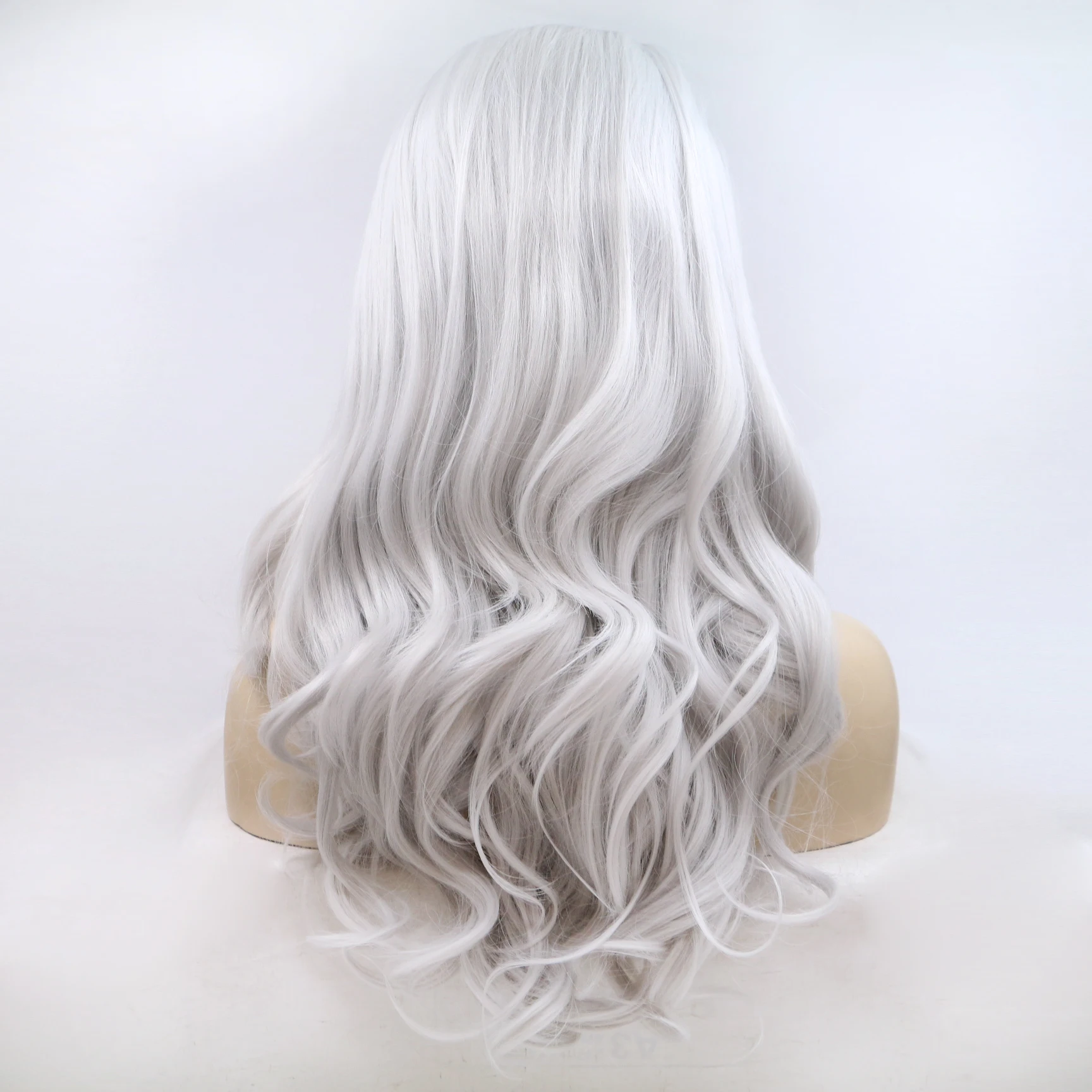 Platin Grau Perücke gewellt 13*3 Spitze Front Haar hitze beständige Faser Körper Welle für Frauen Party Cosplay