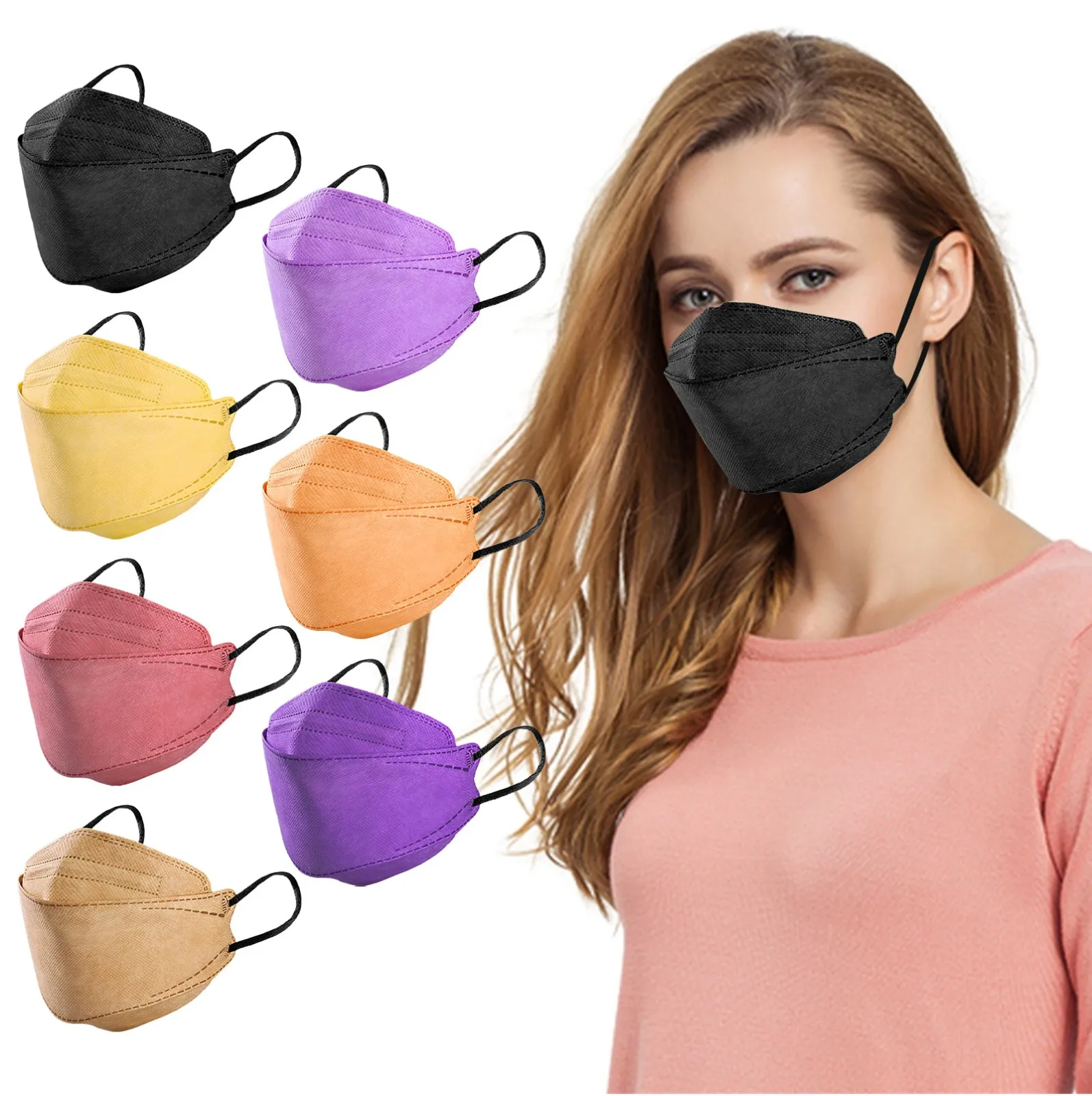 Face Mask Fish Type 3d 4-ply Solid Color Disposable Masks Navidad Adult Covers Mouths 20PC Dust-Proof Face Protective Mask