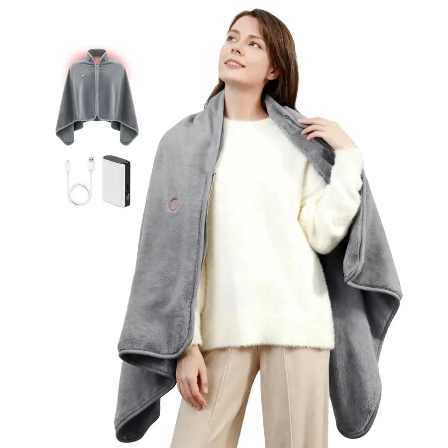 

Одеяло с подогревом, портативное одеяло с подогревом на батарейках и аккумуляторной батареей, ультрамягкое искусственное мехо кролика для дивана, Offi