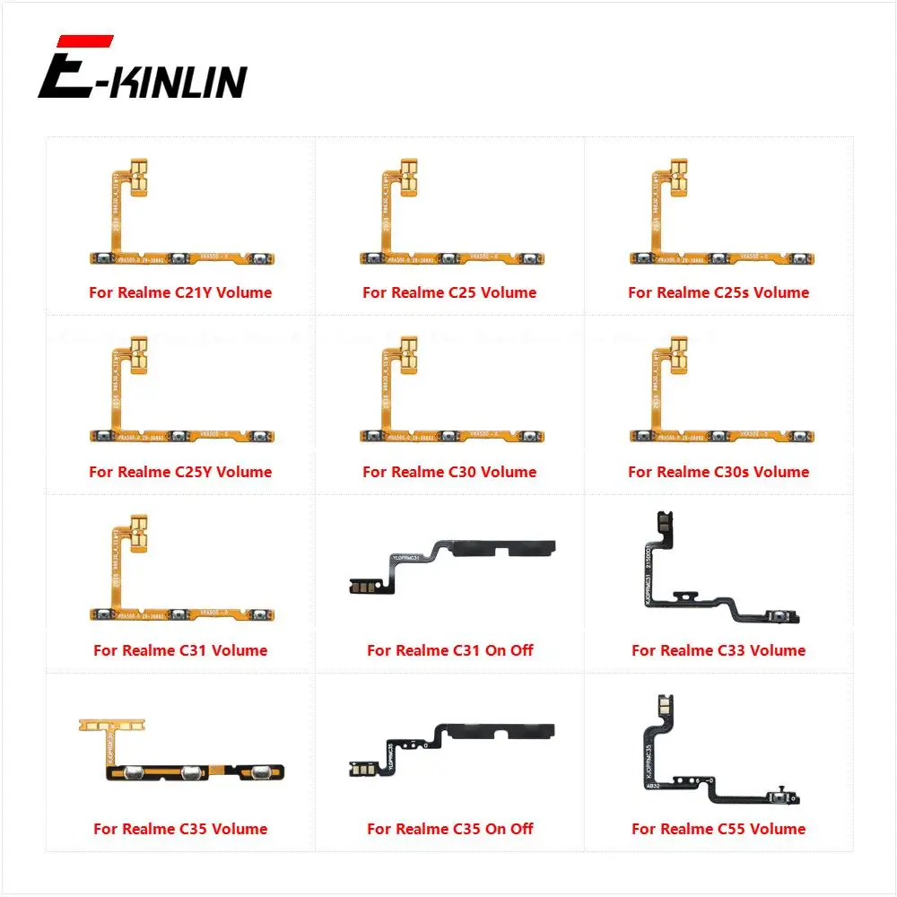 Volume Button Power Switch On Off Key Ribbon Flex Cable For OPPO Realme C21Y C25 C25s C25Y C30 C30s C31 C33 C35 C55 Parts