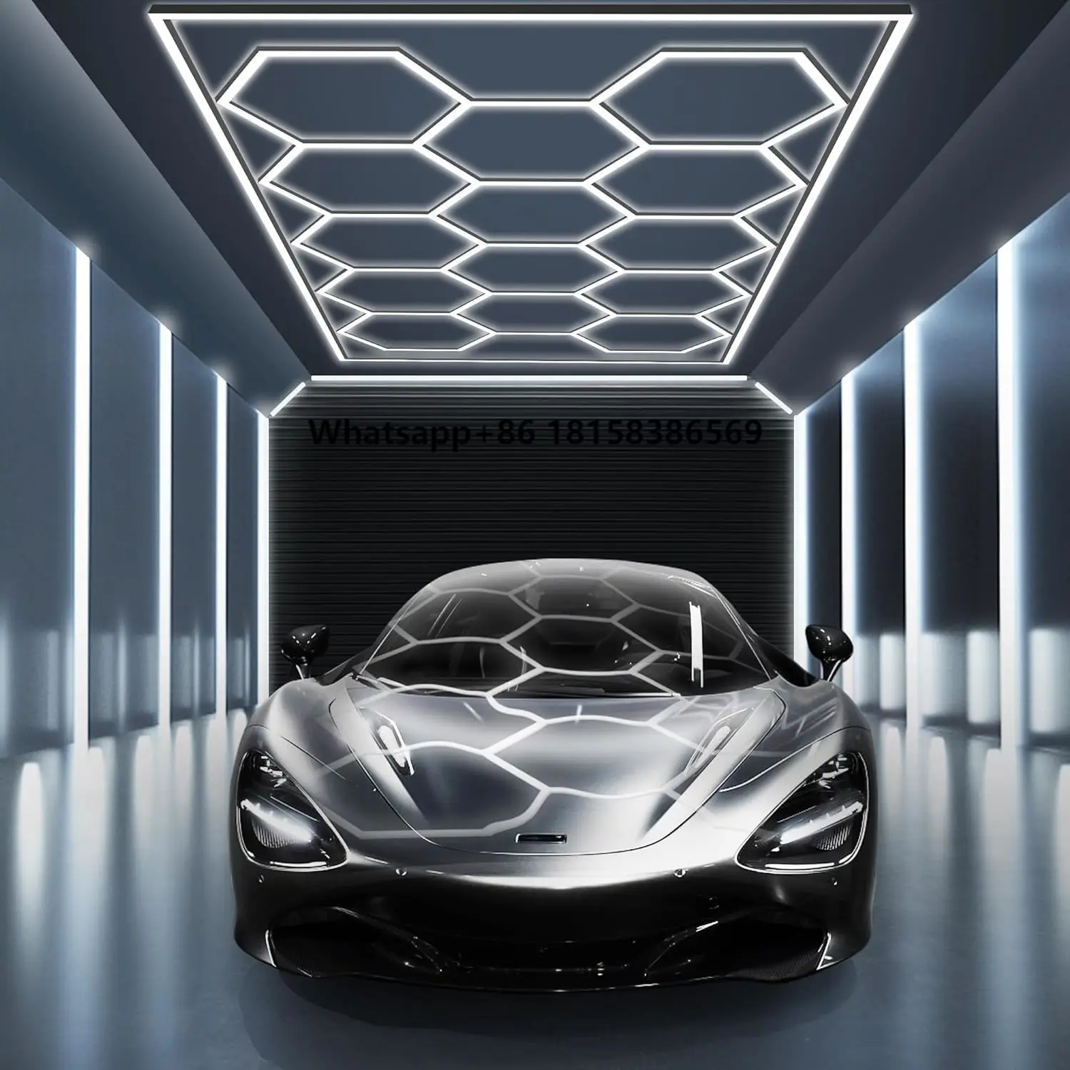 

Car Detailing LED Light 14 Grid Hanging Hexagon Ceiling Lights 110V-240V 6500K White for Workshop Gym Garage Hexagonal Light