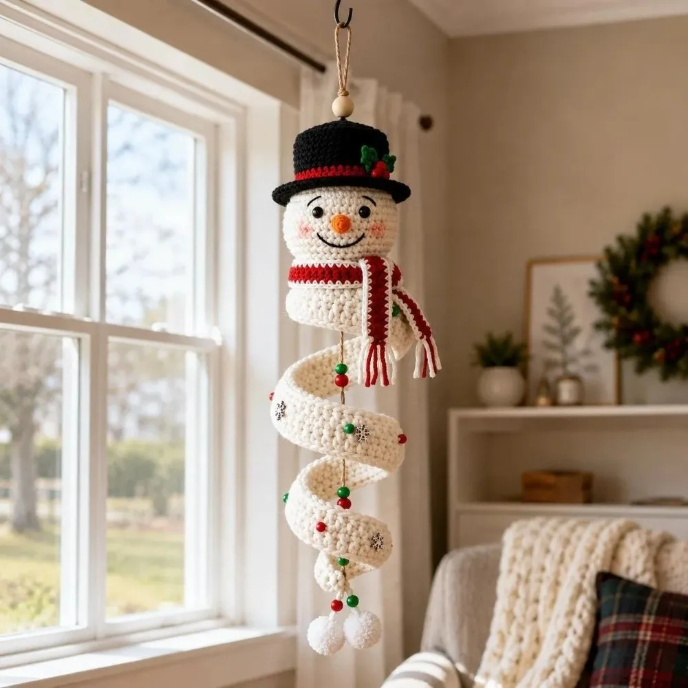 Spiral‑Shape Christmas Crochet Ornament Set Soft‑Yarn Handmade Gift Hand‑Knitted Xmas Hanging Decor Beginner Friendly