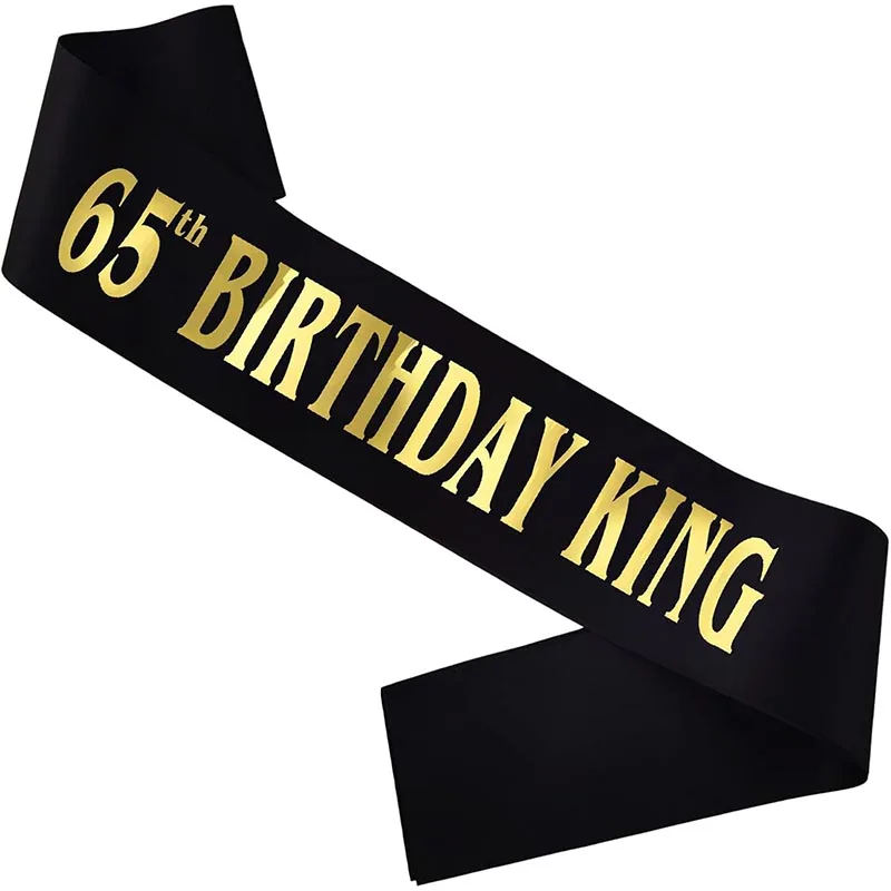 65. Geburtstag König Schärpe für Foto-Requisiten – Happy 65th Birthday Party Zubehör Handgehaltene Geburtstagsdekoration