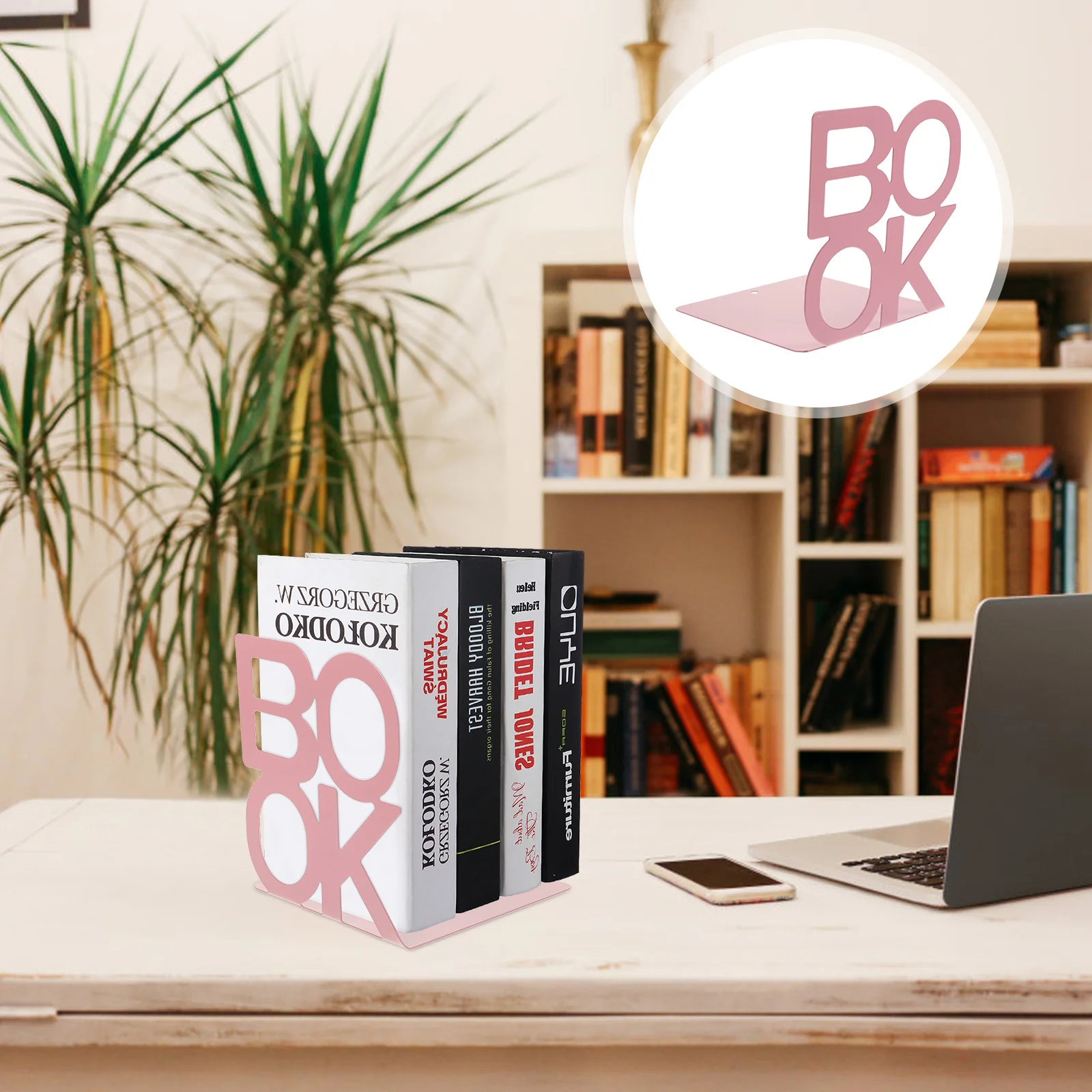 

2pcs Metal Bookends Letter Shaped Hollow Book Holders For Heavy Books Non-Slip Decorative Bookends Desktop Shelf Organizer