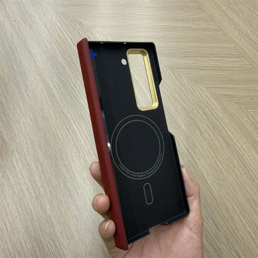 삼성 갤럭시 W25 Magsafe 보호 갑옷 커버용 마그네틱 프리미엄 아라미드 탄소 섬유 케이스