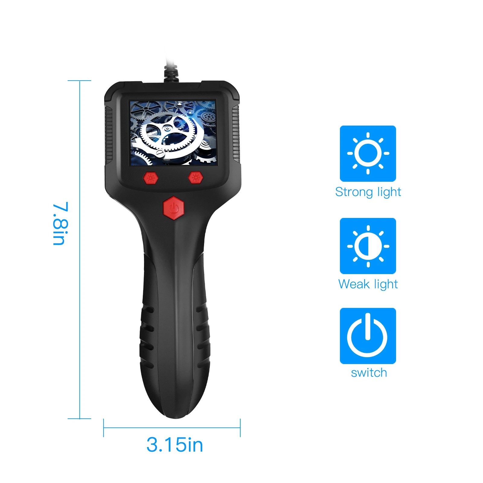 Borescope Camera, 1080P HD IP67 Waterproof Endoscope with LED Light, Flexible Snake Camera for Automotive Engine, Pipe, Wall & Vent Inspection