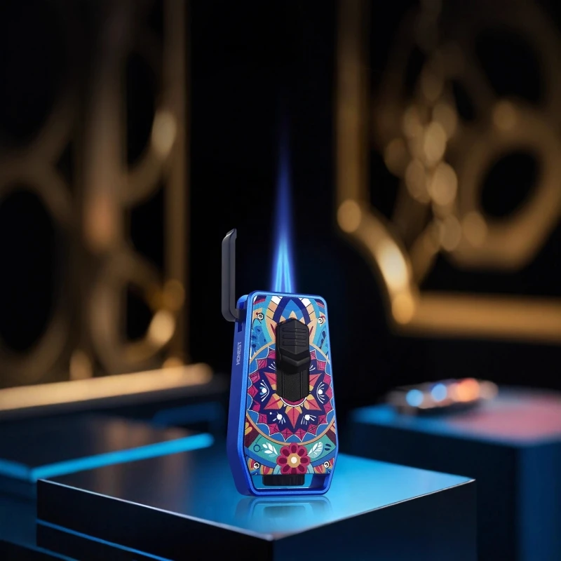 

New High-value Windproof Straight Forward Lighter Made of Metal Material Inflatable Ignition Cigarette Lighter Cigar Holder