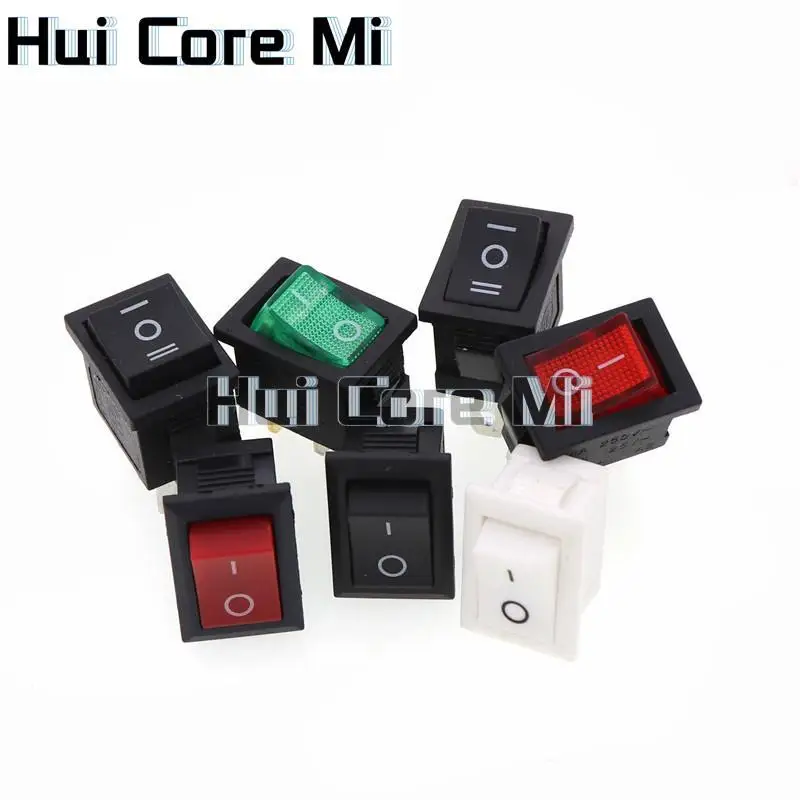 10Pcs Push Button Switch 10x15mm SPST 2Pin 3pin 3A 250V KCD11 Snap-in On Off Boat Rocker Switch 10MM*15MM Black Red White