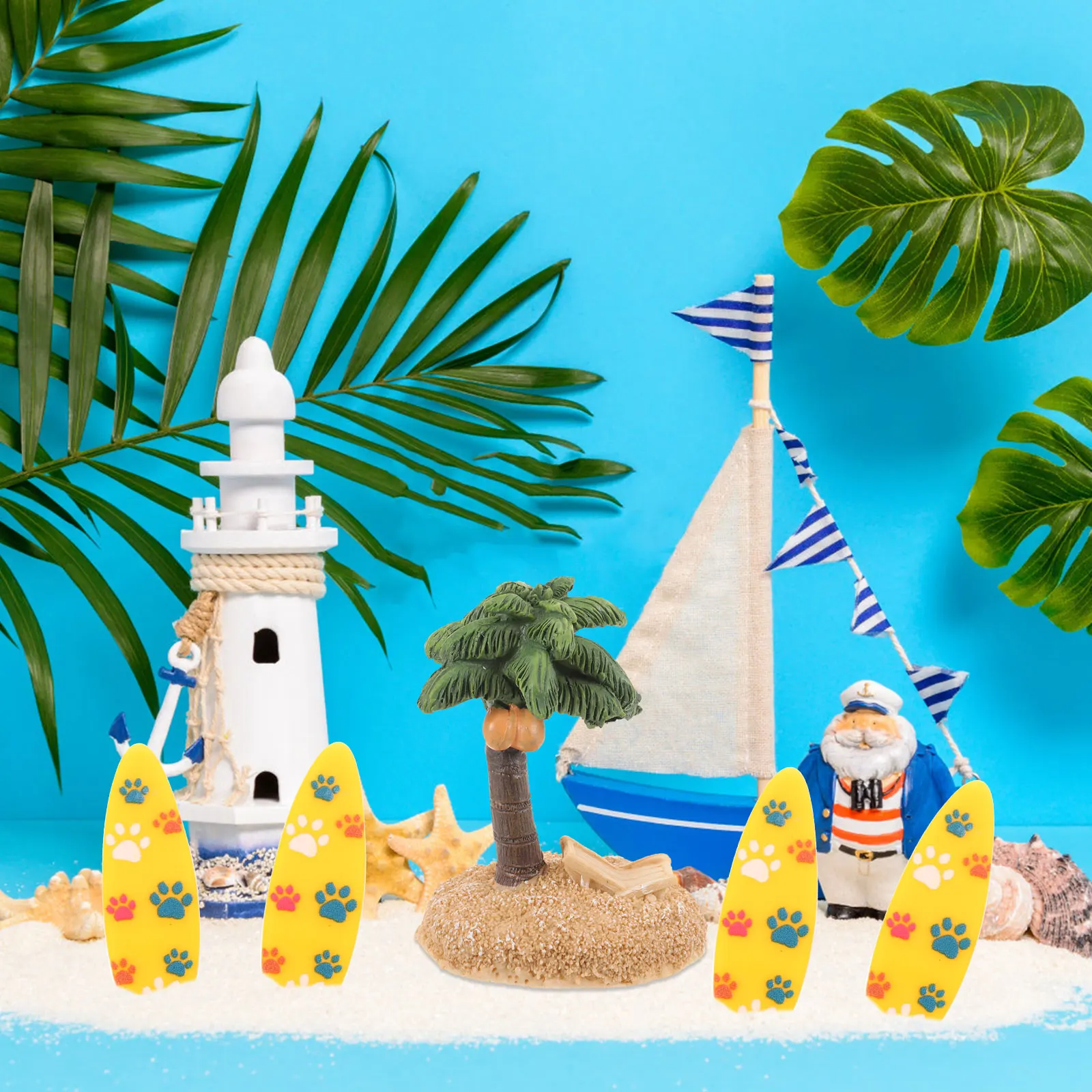 

20 Pcs Surfboard Model Resin Craft Beach Accessories Mini House Ornament Nautical Decorations for Home Table Desktop