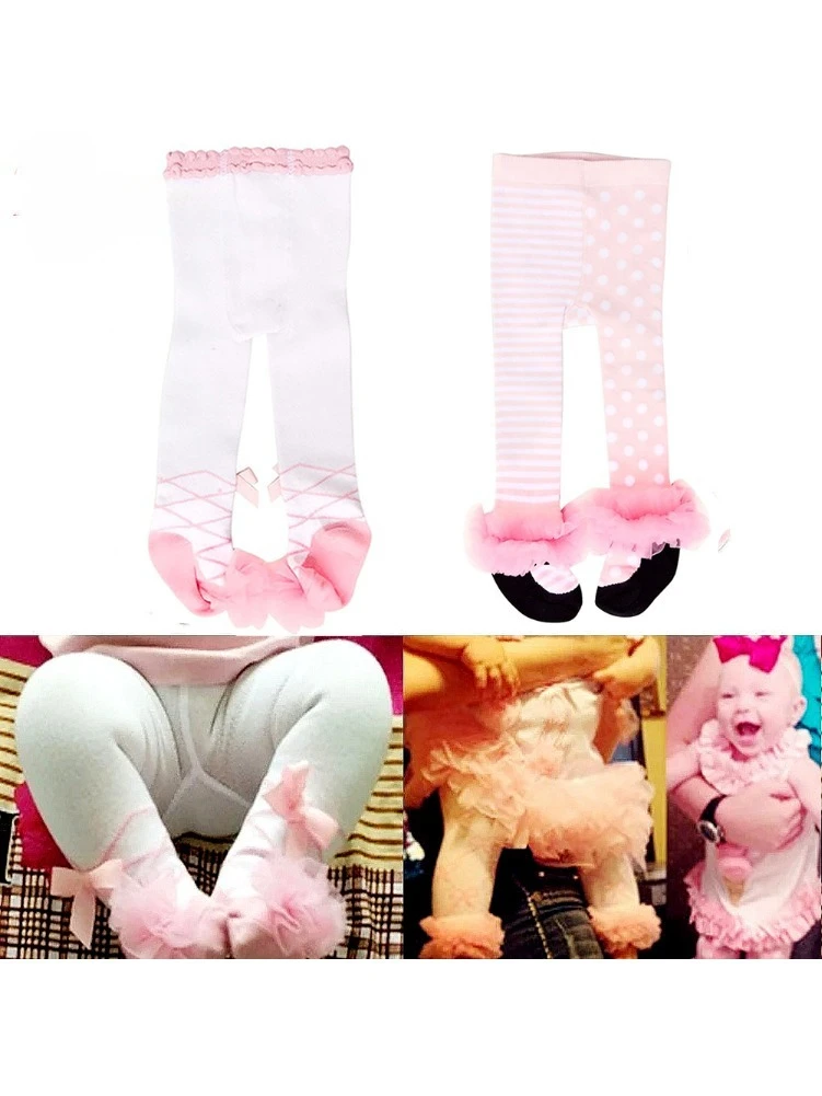 Baby Tights Cotton Cute Lace Bows Pantyhose Baby Girl Tights Clothes Winter Newborn Girls Pantyhose Collant Tight