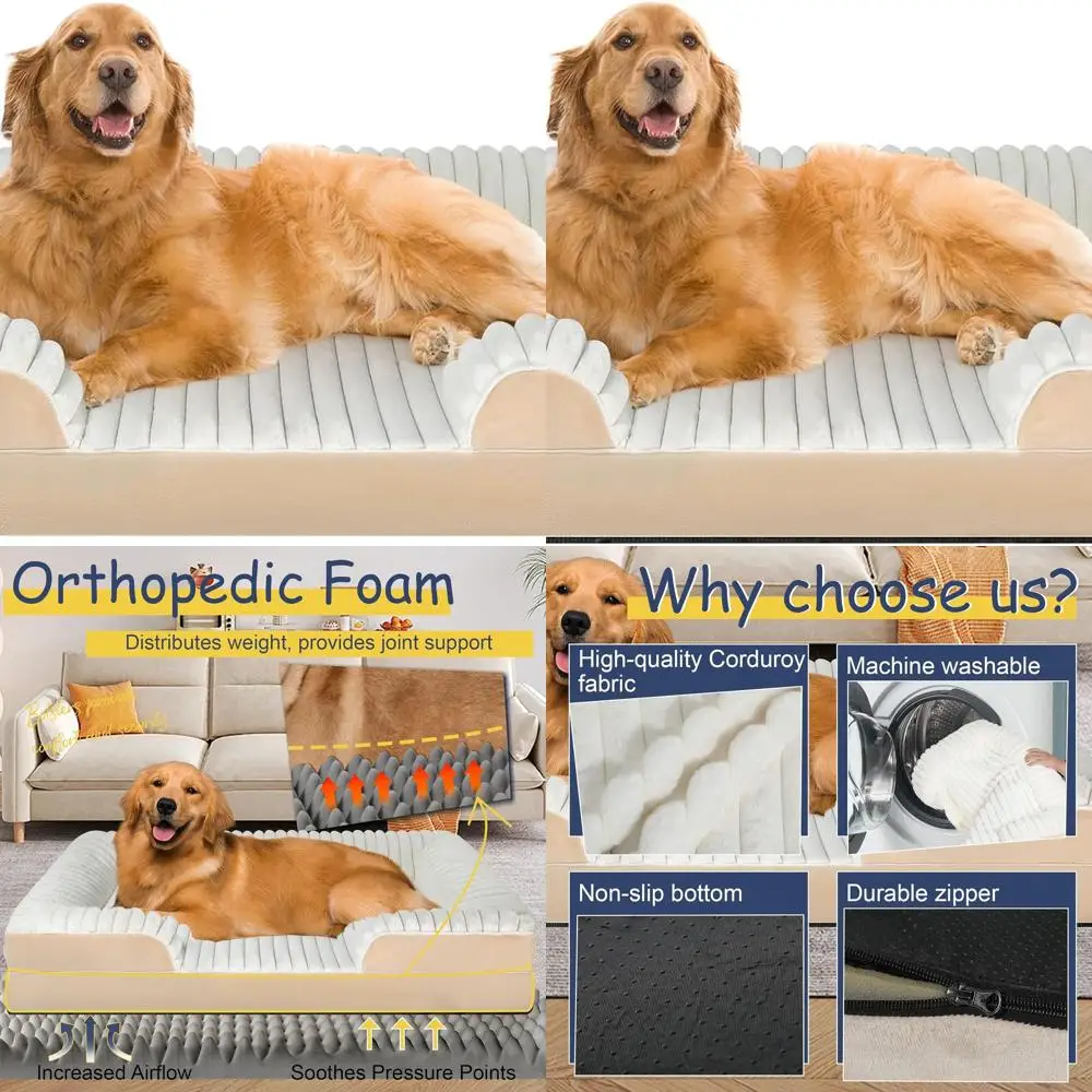 

XXL Premium Memory Foam Orthopedic Dog Bed - Washable, Waterproof, Soft Fleece Cover for Large & Medium Dogs