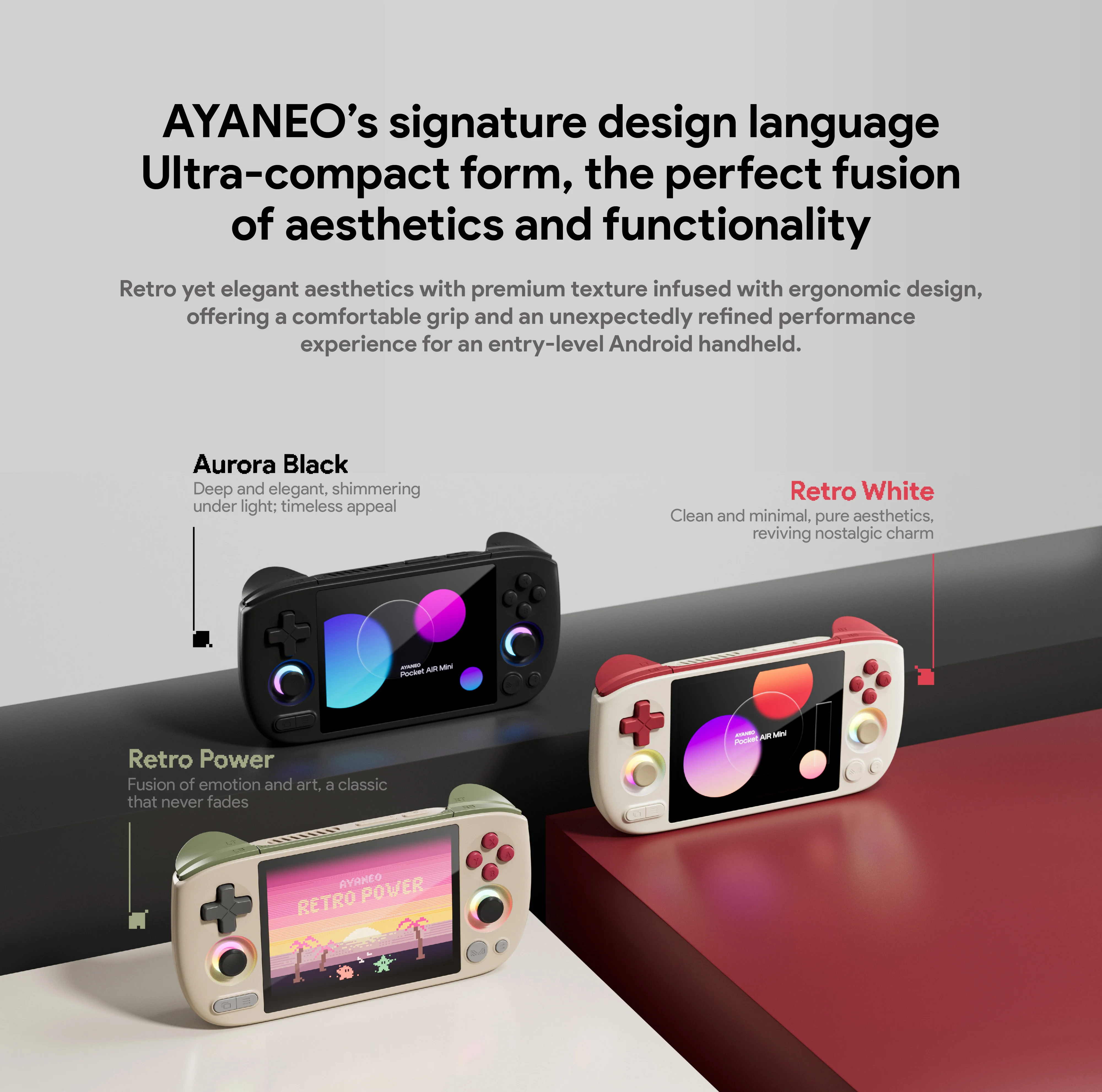 아야네오 포켓 에어 미니 레트로 휴대용 게임기 4.2인치 4:3 화면, 홀 조이스틱 및 트리거 탑재, MTK Helio G90T 레트로 포켓 콘솔