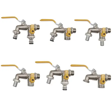 Trädgård Utomhus Dubbeluttag Vattenkran Utomhus Trädgårdsslang Kranadapter 1/2 12 best sales mässingskran - №8