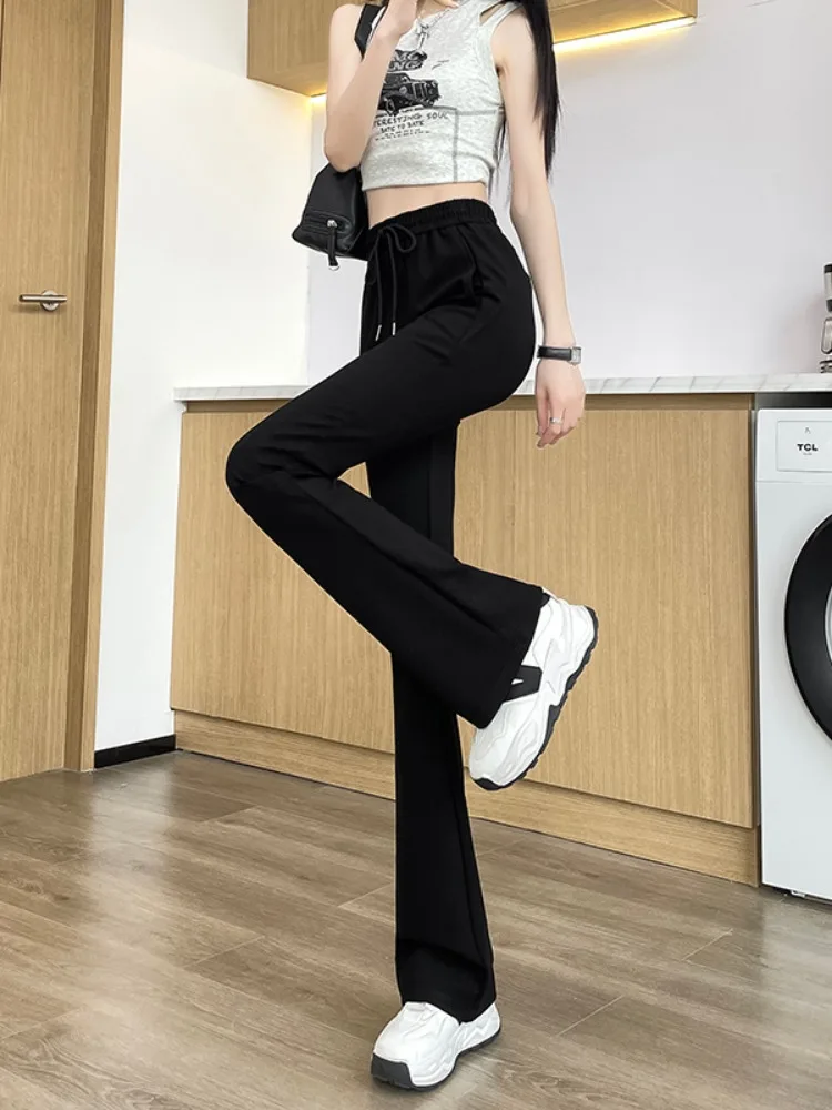 Summer Micro Flare Sports Pants 2024 New High Waist Draping Slim and Versatile Casual Pants American Flare Pants