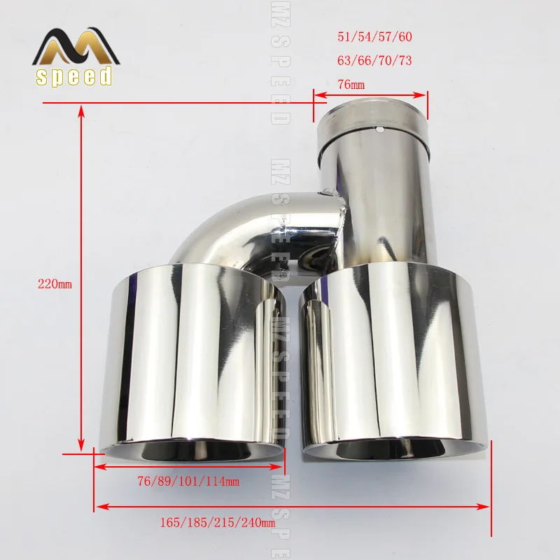 Car Accessories stainless steel and bright face without marked H-type double outlet straight edge exhaust pipe tailpipe