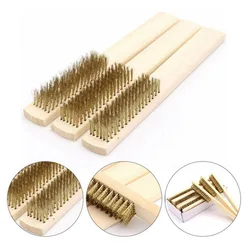 1pcs Wood Handle Brass Wire Copper Brush for Industrial Devices Surface/Inner Polishing Grinding Cleaning 6x16 Row Brushes