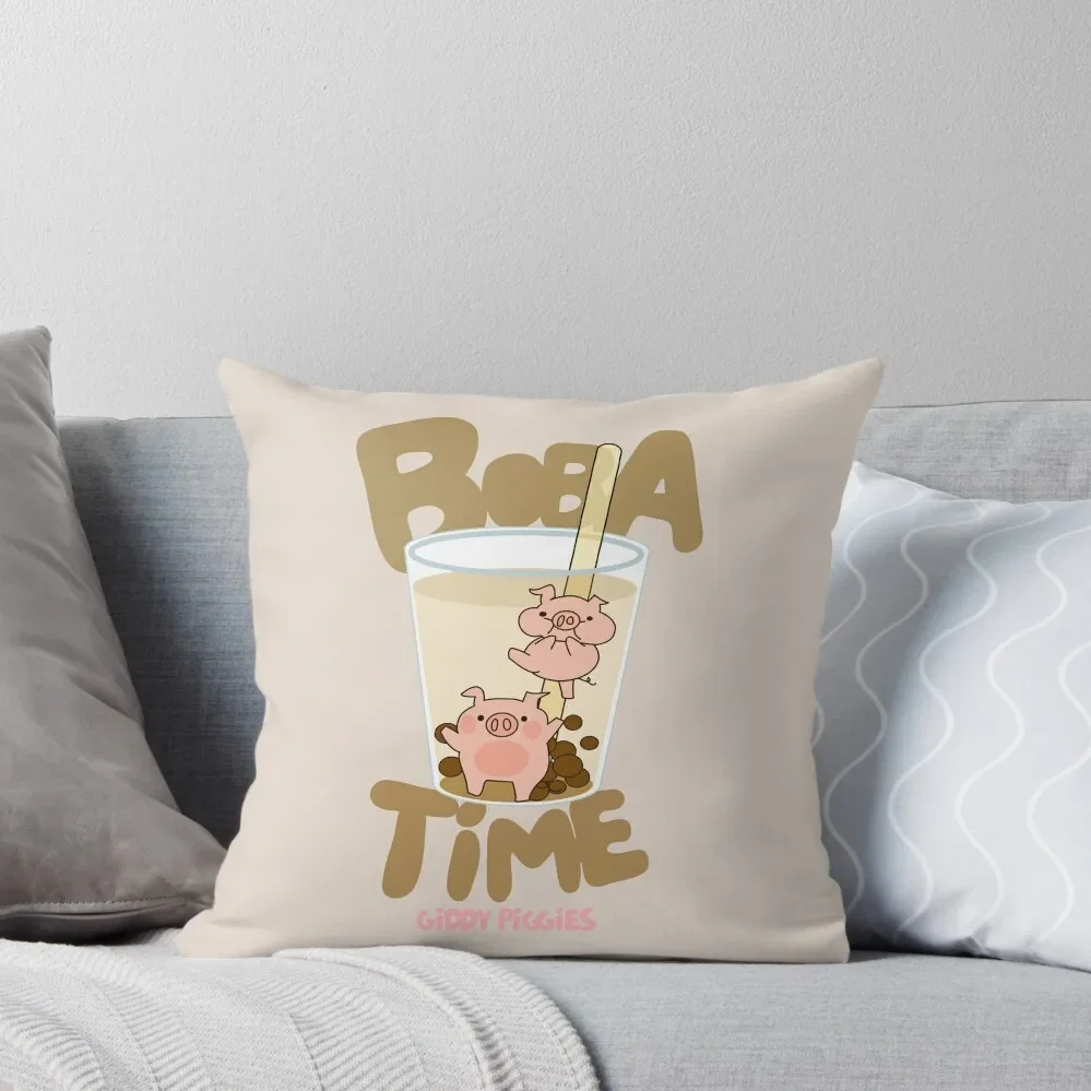 

Giddy Piggies Boba Time Throw Pillow luxury sofa pillows Pillow Covers Decorative Couch Cushions pillow