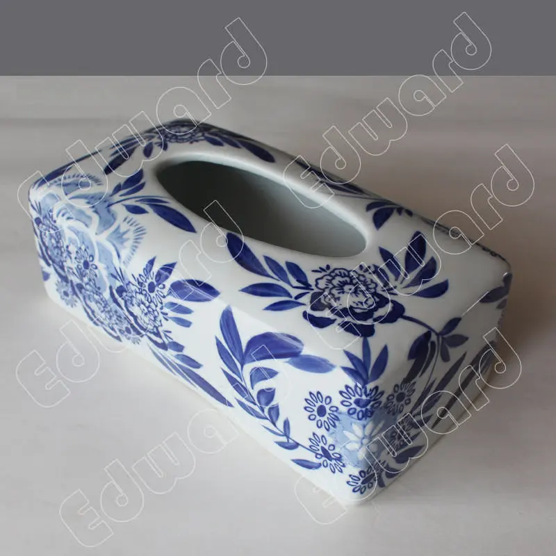 Imagem -04 - Caixa de Tecido Cerâmica Azul e Branco Suporte de Caixas de Tecido de Cerâmica Retro Home Living Room Household Tea Table Paper Drawout Box Decor