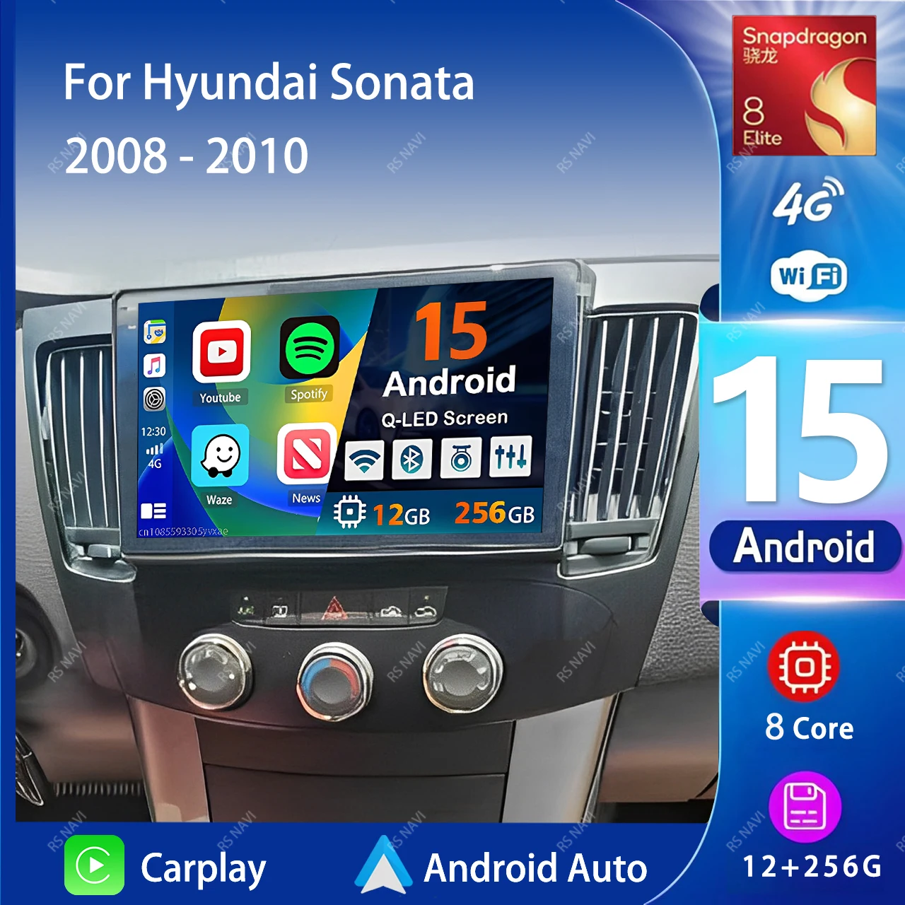 Android 15 Carplay авто автомобильный радиоприемник мультимедийный плеер для Hyundai Sonata 2008 2009 2010 DSP авторадио GPS стерео 2din головное устройство