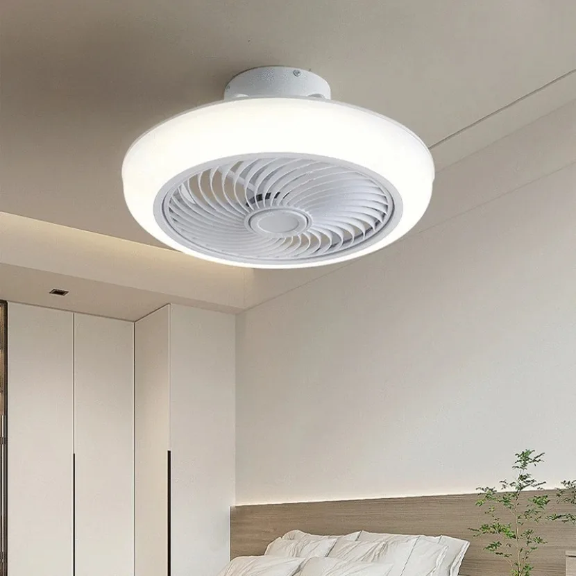 Plafonnier LED avec ventilateur intégré et télécommande, design moderne, silencieux, luminaire décoratif de plafond, idéal pour une chambre à coucher ou une salle à manger