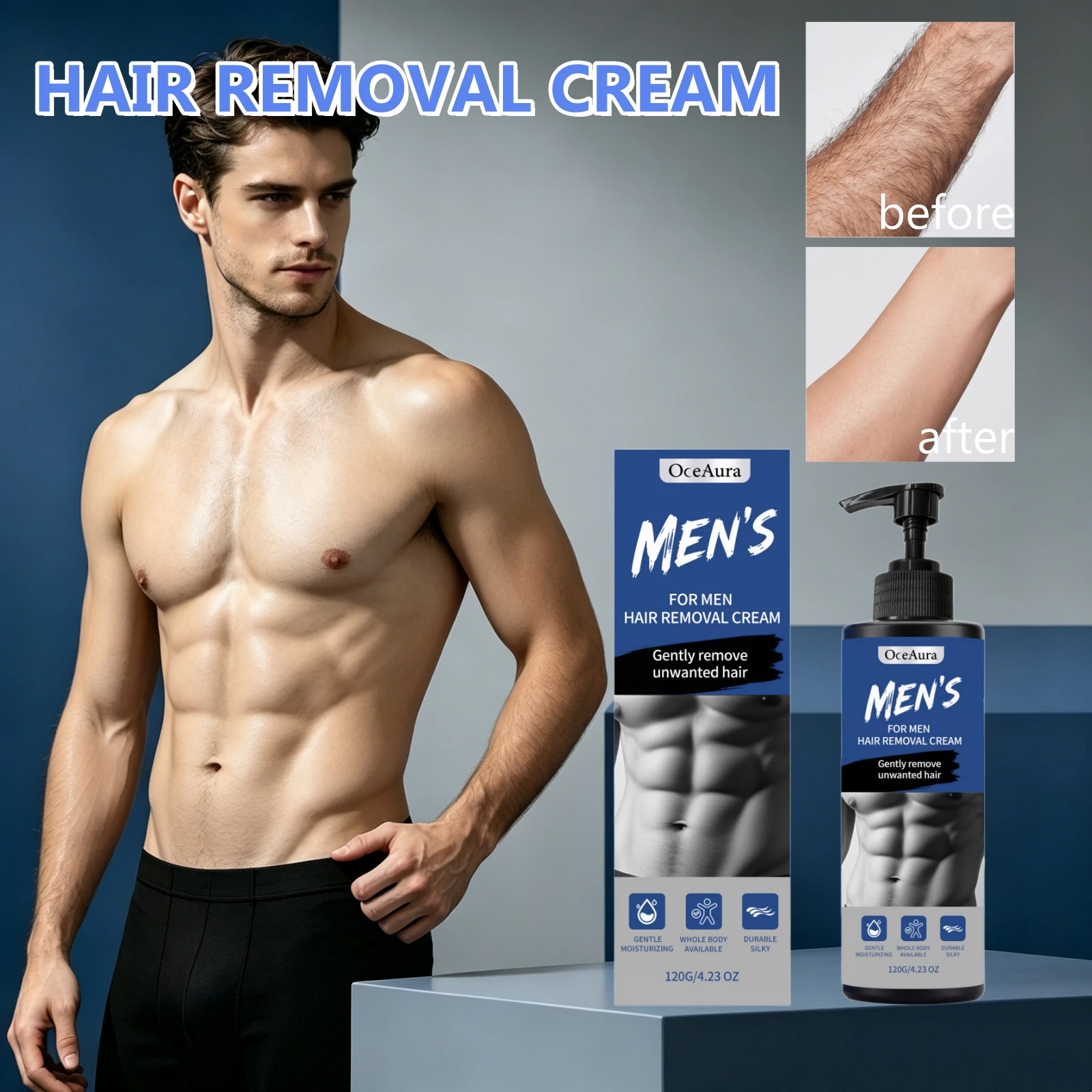 Painless Men's Body Depilatory Cream Fast Acting Hair Remover Non-Irritating Body Grooming Care Coarse Thick Hair Removal Cream