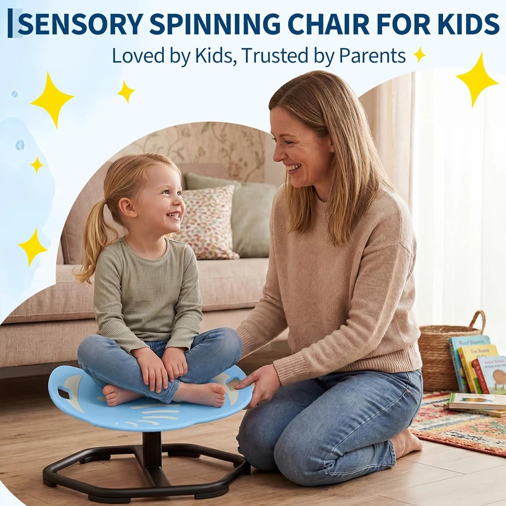 Glow-in-the-Dark Elephant Sensory Spinning Chair for Autistic Kids, Multifunctional Sit and Spin Swivel Seat, Balance Training Sensory Toy for ADHD SPD Children, Ideal Gift for Boys Girls Ages 3+