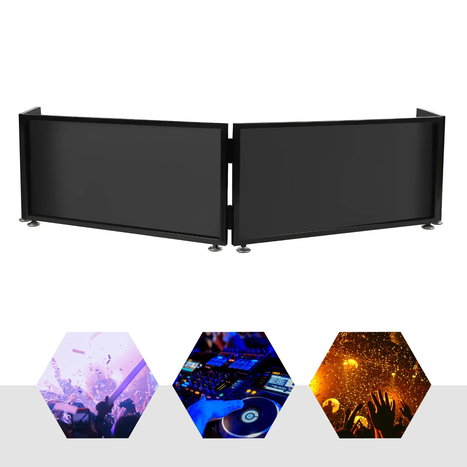 DJ Event Booth Foldable Cover Screen, Adjustable Frame with Stable Rubber Foot Pads, Stretchable Scrim for Easy Setup and