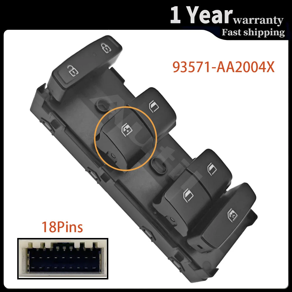 

Для Hyundai Elanta 2022 2023 2024, передняя левая сторона автомобиля, электрический переключатель стеклоподъемника, кнопка управления главным подъемником 93571-AA2004X