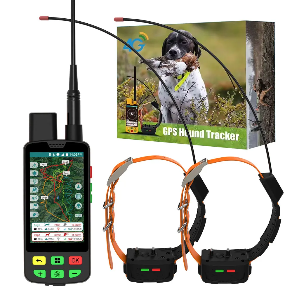 Eseek Multi-Dog GPS Tracking Collar System | 20 Collars Sync | OEM Support | Hunting Gear (One Handheld + Two Collars)